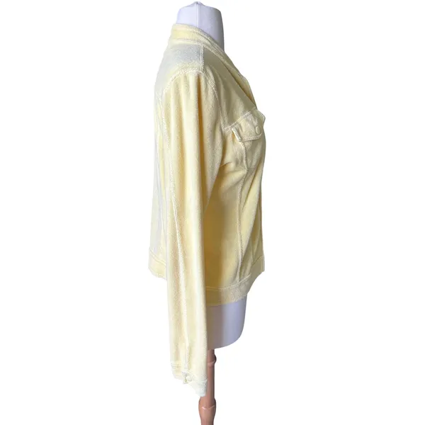 VTG 00s Juicy Couture Terrycloth Track Jacket Butter Yellow Made in the USA Tag - Image 7