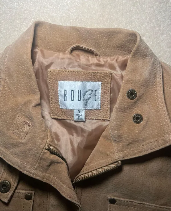 Rouge Tan Leather Jacket | Size Small - Image 3