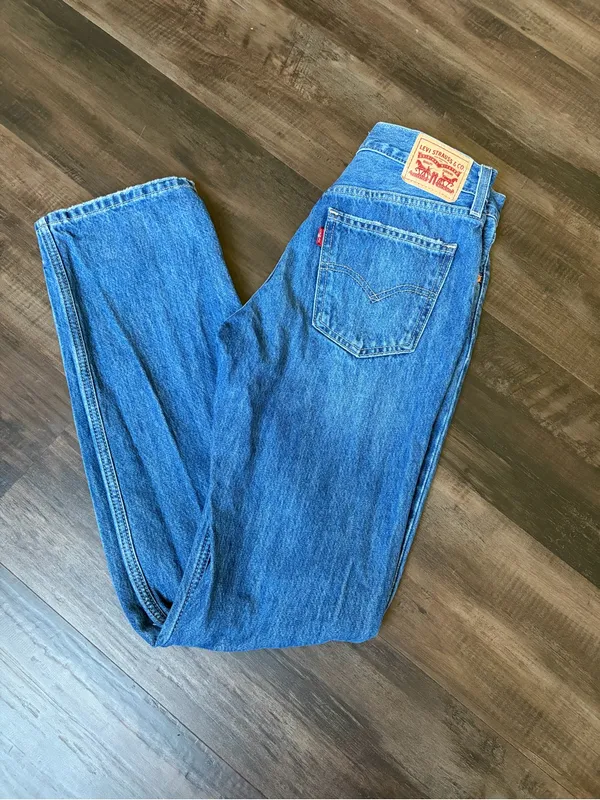 Levi’s Mid-Rise Straight Leg Distressed Blue Women's Jeans size 25 100% cotton - Image 2