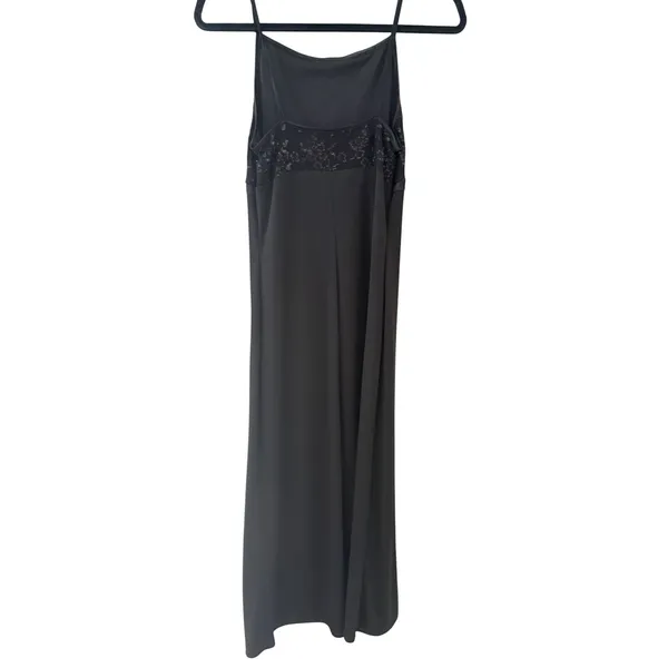 Byer Too Vintage Y2k California Black‎ Floral Lace Metallic Maxi Formal Dress M - Image 4