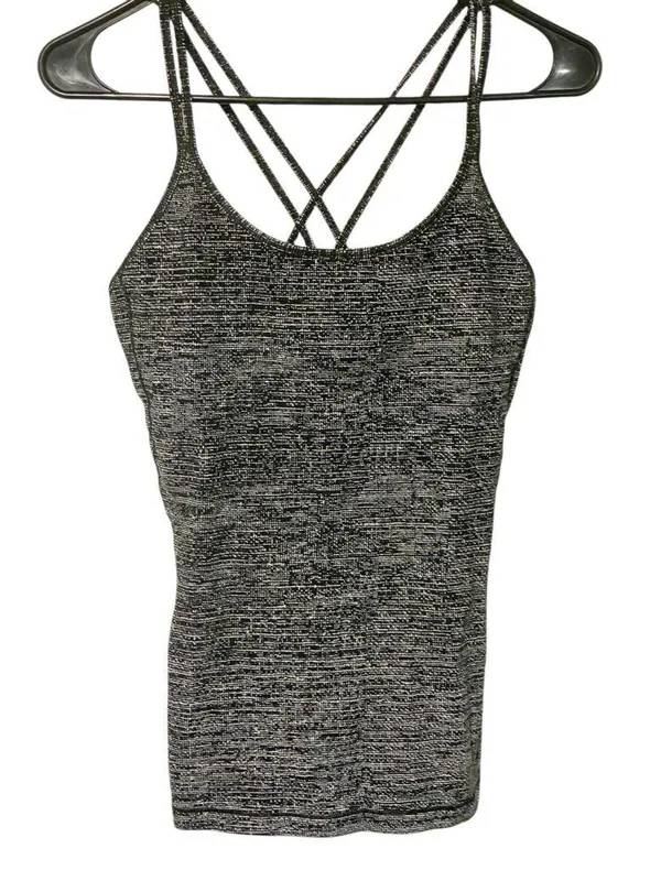 Lululemon Free To Be Tank Nulu Fabric Strappy Back Twillines Ice Grey Black - Image 3