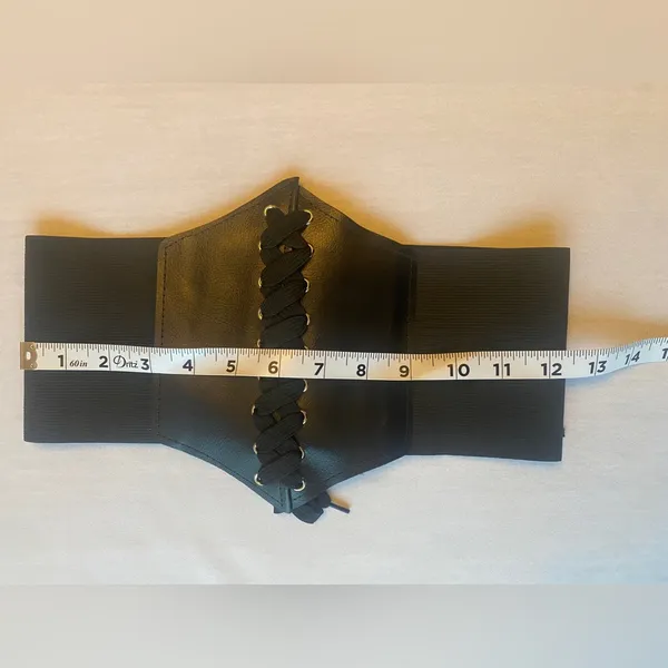 Vintage‎ Style Lace Up Faux Leather Elastic Girdle Black Casual Wide Waistband - Image 9