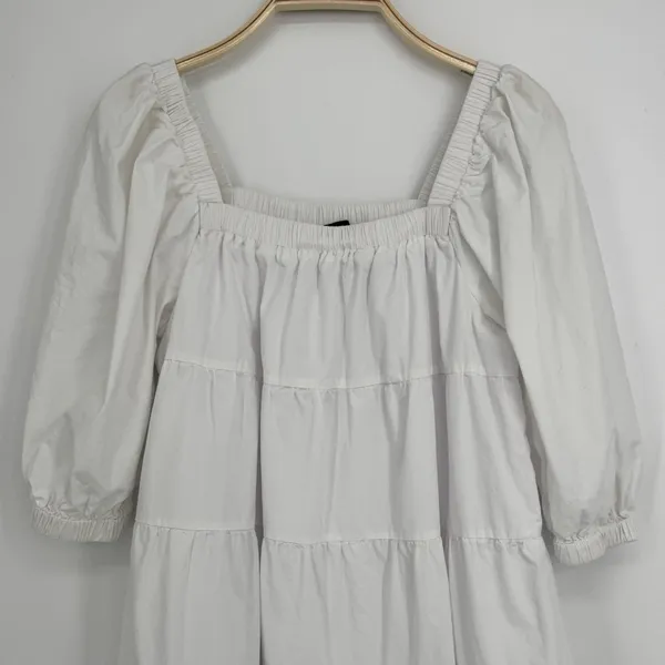 Tuckernuck Pomander Place Halile Dress XS White Tiered Mini Coastal Preppy - Image 3