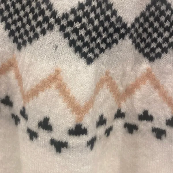 Vince Camuto Womens Medium Ivory Fair Isle‎ Mock Neck Pullover Sweater Knit - Image 2