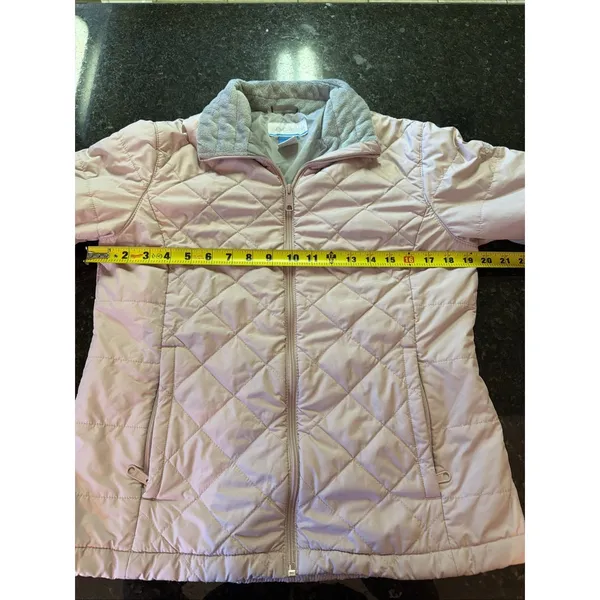 Columbia Women's Coat Jacket Sz M Pink Gray Puffer Quilted Full Zip Pockets - Image 7