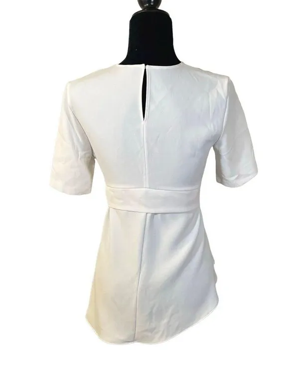 Zara Woman White Tie Waist Asymmetrical Lagenlook Blouse Women's Size XS - Image 3