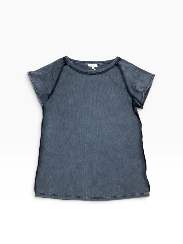 Easel charcoal gray ribbed short sleeve top Size Large - Image 6