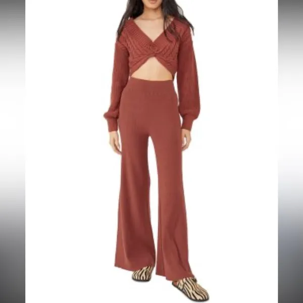 Free People Emilie Sweater Set in Cherry Cola NWT $168 casual revolve fall knit - Image 4