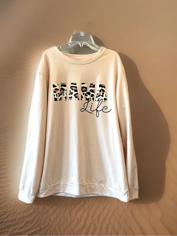 Mama Life Beige Sweatshirt Comfy Womens Large - Image 10