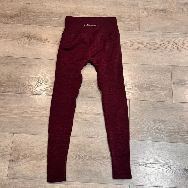 Alphalete Revival‎ High Waisted Ribbed Leggings Burgundy Size Medium Workout - Image 2