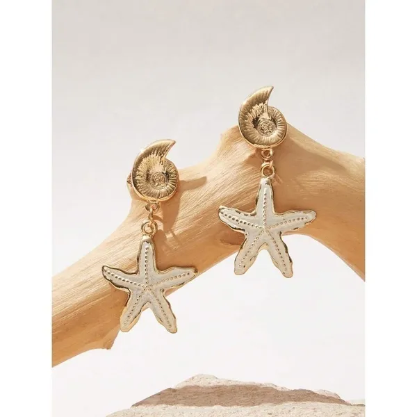NEW! Seashell‎ Starfish Dangle Drop Fashion Earrings Resortwear Vacation Resort - Image 7