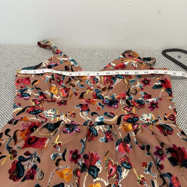 Flounced Floral Burnout Velvet Jumpsuit Size 8 - Image 8