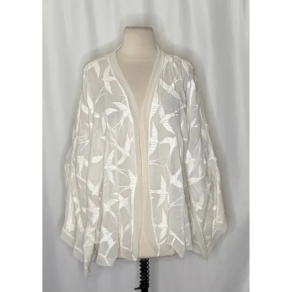 Anthropologie LILKA Shorebird Embroidered Bird Swim Cover-Up Jacket Medium Large - Image 2