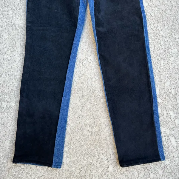 Vintage Levi’s 501 Women’s Size 1 Black Suede Front Panels 80s Button Fly USA - Image 3