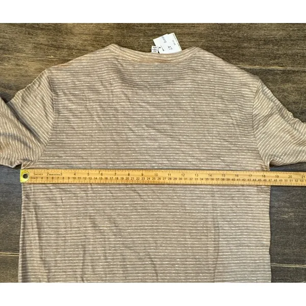 Club Monaco Short Sleeve Linen Tee Shirt Crewneck Casual Size Medium Striped - Image 5