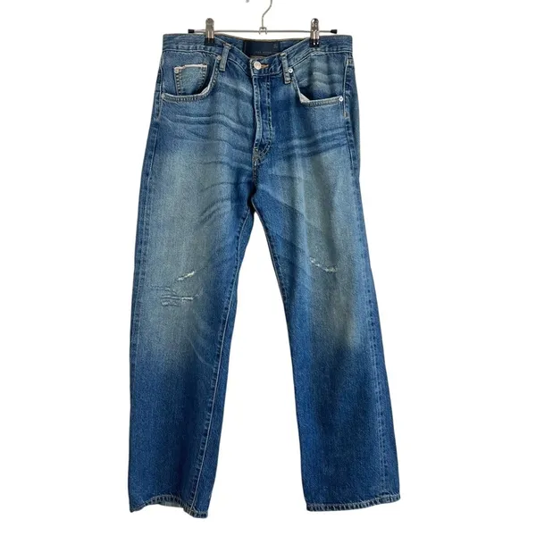 Zara Studio Wide Leg Distressed High Rise Jeans Blue Size S - Image 15