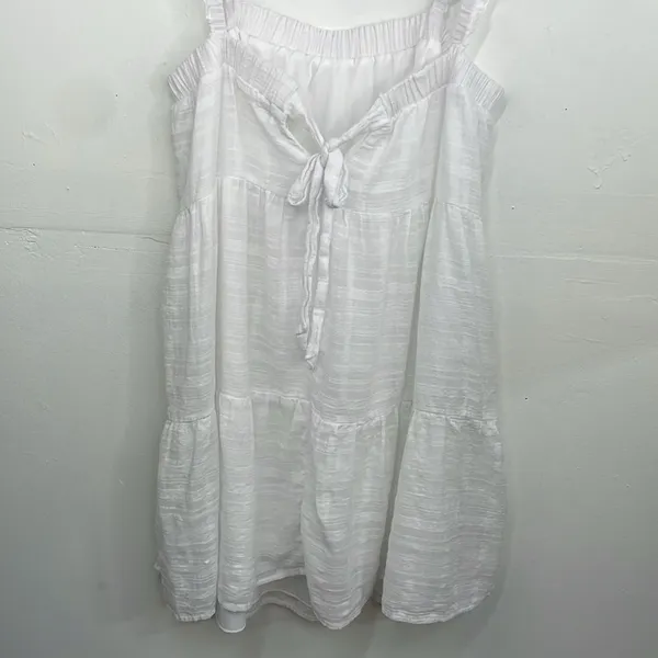 Altar’d State White Ruffled Strap Tired Dress cotton size Large - Image 7