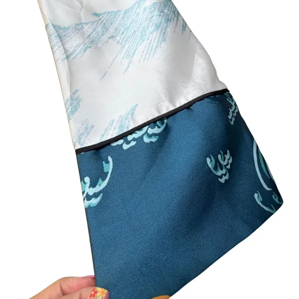 Forever 21 Kimono Duster Robe Satin Multicolor‎ Japanese Scenic Print Long S - Image 5