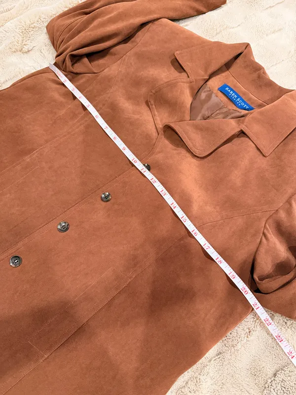 Faux Suede Jacket Coat Tailored Neutral Elevated Quiet Luxury Minimalist Chic - Image 8