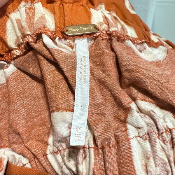 Free People Leanna Bandeau Strapless Maxi Summer‎ Boho Beach Dress Orange XS - Image 5