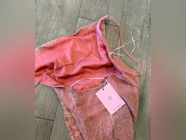 Hello Molly Glitter Pink Strapless Mini Dress - Image 10