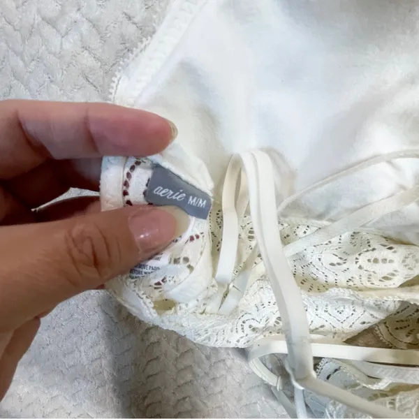 Aerie‎ White Strappy Lace Bralette with padding Size Medium - Image 6