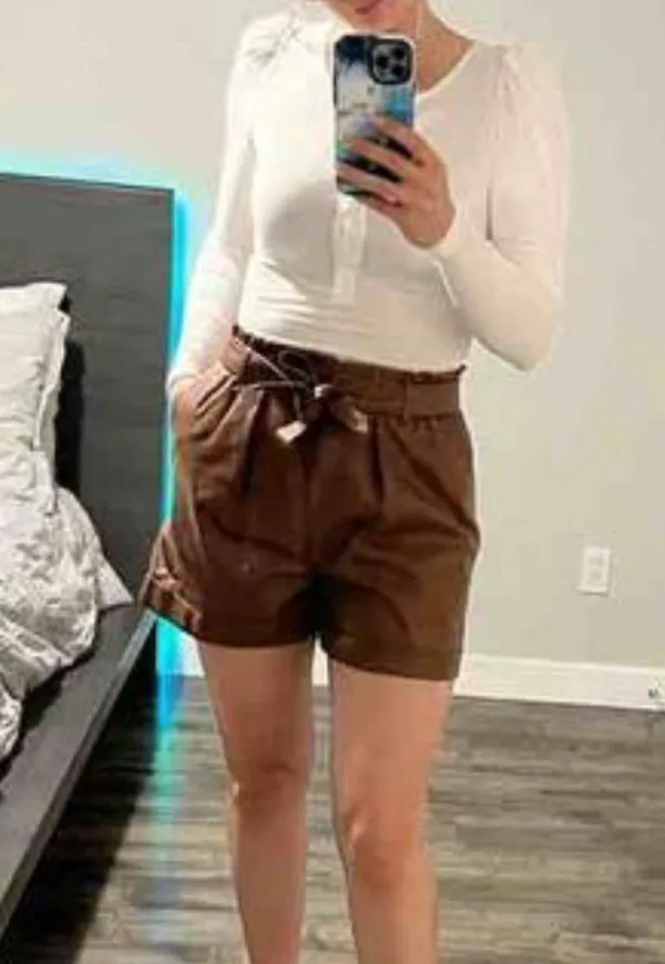 FRNCH NWT Faux Leather Belted Shorts - Image 8