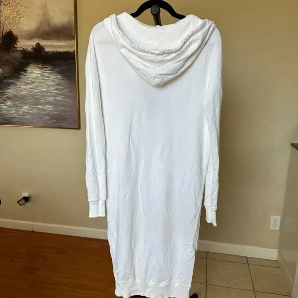 n:philanthropy white hooded long zip up oversized distressed hem size XS - Image 8