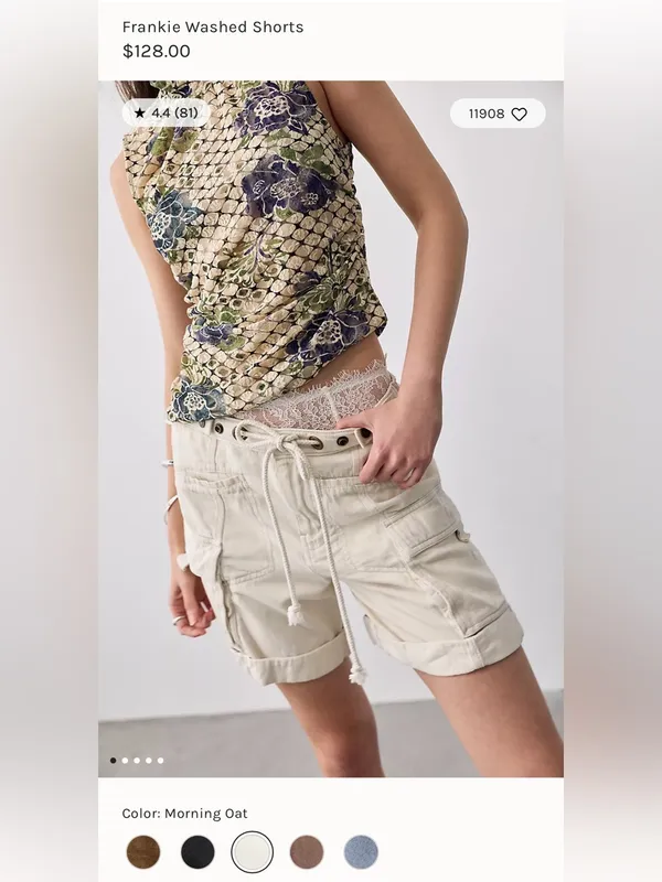 Free People Frankie Drawstring Shorts in Morning Oat, Size Large - Image 6