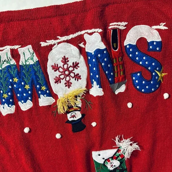 Vintage 90s Holiday Editions Christmas Whimsical Snowman Ugly Sweater - Image 12