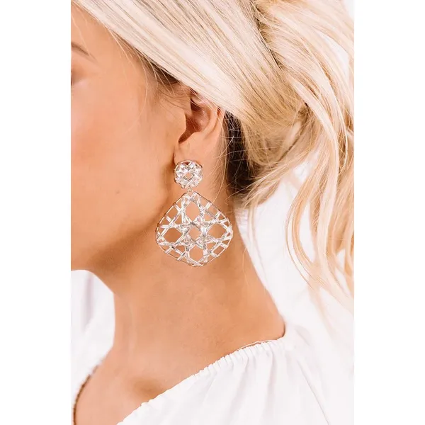 Kendra Scott Natalie Gold Statement Earrings‎ In Silver NWT $98 - Image 3