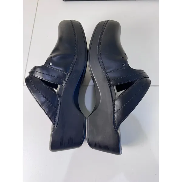 Dansko Black Leather Clog Sandals Women Size 42 10.5 Criss Cross Perforated - Image 6