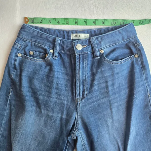 OAT New York‎ Women Medium Wash High Rise Wide Leg Cloud Denim Jeans Size 0/25 - Image 5