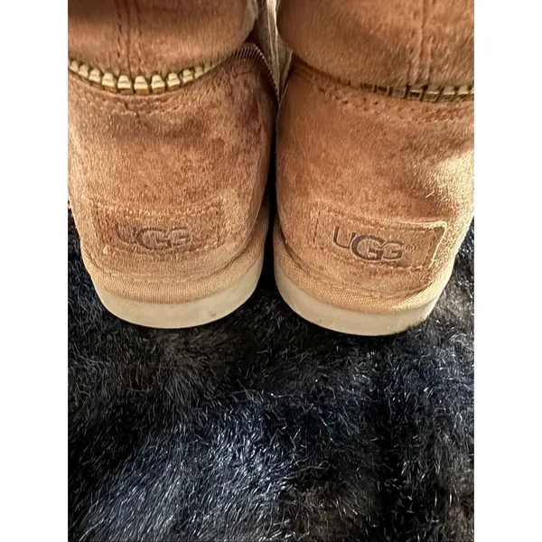 UGG Mini Florence Side Zip Womens Boots Chestnut Suede Sheepskin 8 - Image 8
