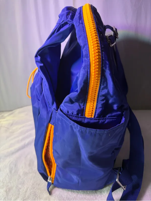 Baggallini Royal Blue Nylon Drawstring Backpack with Yellow Accent - Image 8