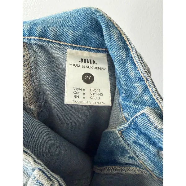 JBD Just Black Denim High Rise Patch Pocket Wide Leg Jeans Light Wash Womens 27 - Image 6