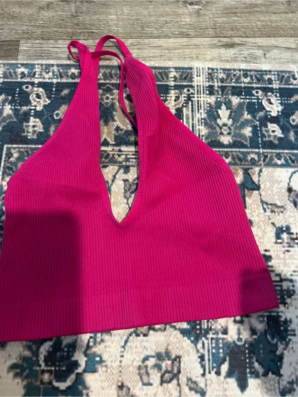 Free people Ribbed Deep V Halter Crop Top - Image 4