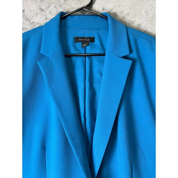 Ann Taylor The Hutton Blazer Twill Santorini 18 Blue One Button Blazer Career - Image 2
