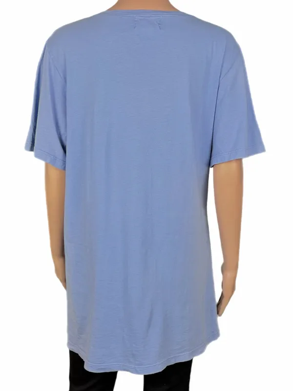 FLAX Periwinkle Blue Cotton V Neck Long Tunic Top Lagenlook Made USA Large - Image 4
