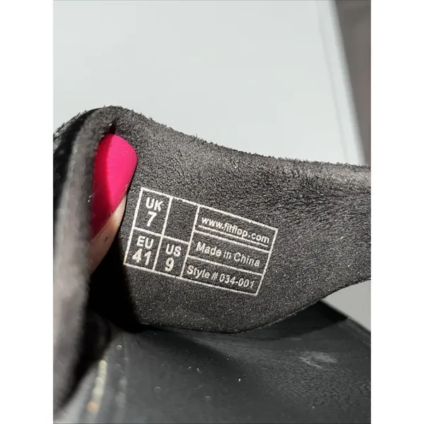 FitFlop Women 9 Black LULU Sandal Sequin Sparkle Toe-Post Wedge‎ Thong Comfort - Image 10
