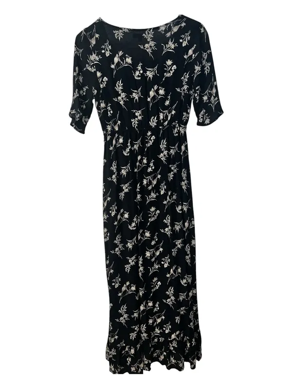 Polagram Black Floral Wrap Maxi Dress Size Small NWOT Boho - Image 2