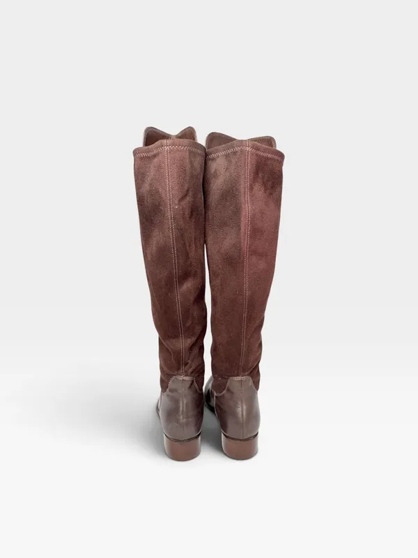 Cole Haan Brown Leather And Suede Knee High Riding Boots Size 6B - Image 4