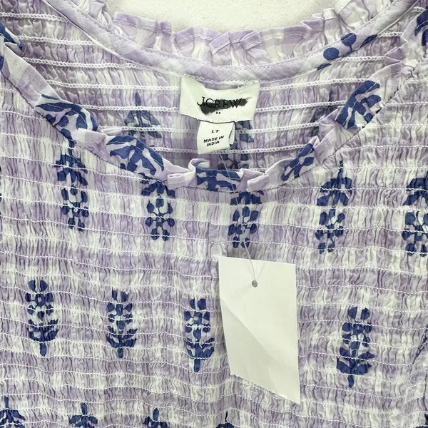 J.Crew Tall Ruffle Sleeve Smocked Midi Dress Printed Cotton A Line Large NWT - Image 6