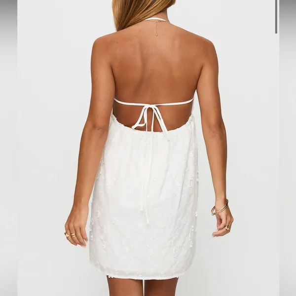 PRINCESS POLLY Daisy Chains Halter Mini Dress - White - Image 3