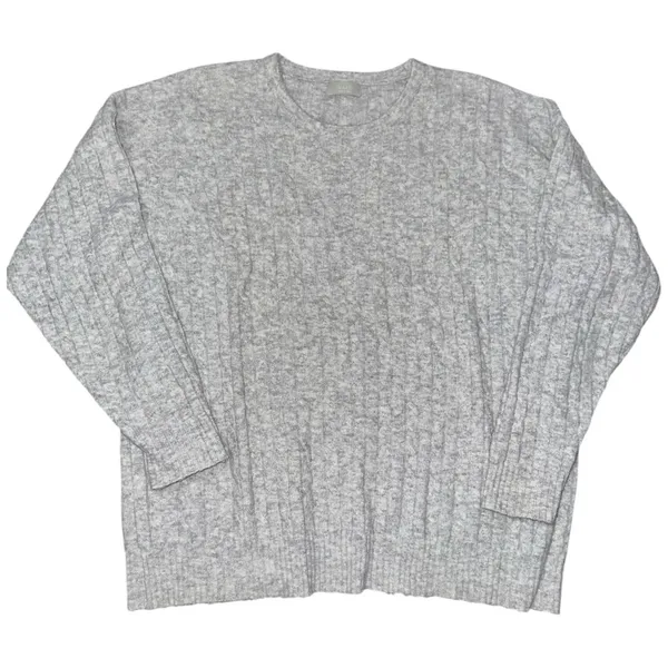 NUUDS Women’s Size L Heather Gray Cozy Knit Oversized Cable Knit Sweater - Image 2