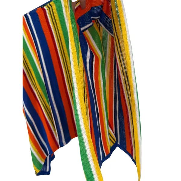 Lauren Ralph Lauren Womens Rainbow Stripe Linen Cotton Poncho Sweater Size‎ S/M - Image 8