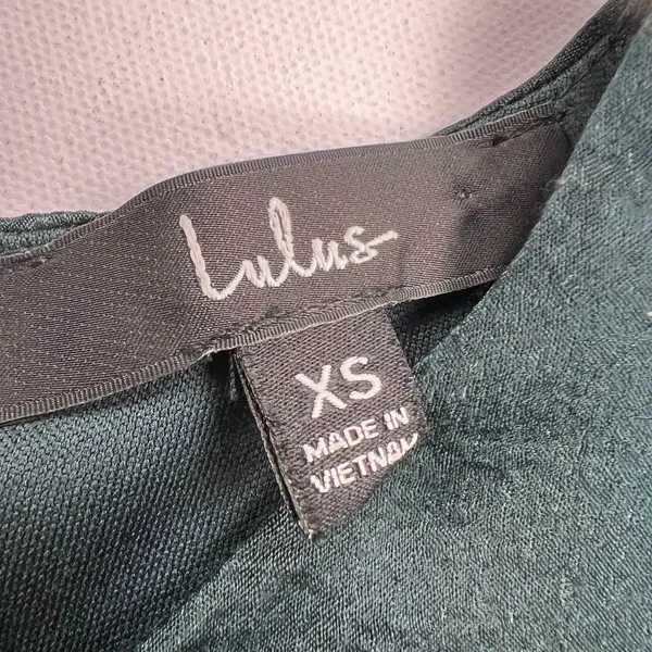 Lulus Let Me Entertain You Dark Green Satin Wide Leg Jumpsuit Tie Front Size XS - Image 10