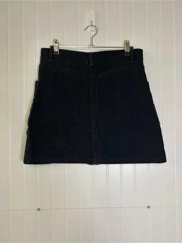 Altar'd State Black Corduroy Front-Zip A-Line Skirt Size Medium - Image 2