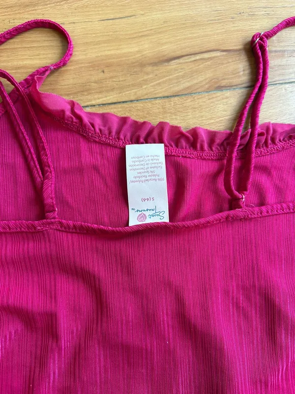 Y2K mulberry silk striped ruffle spaghetti strap tank - Image 3