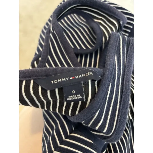 Tommy Hilfiger Blue & White Striped A Line Midi Cotton Dress Size 0‎ - Image 5